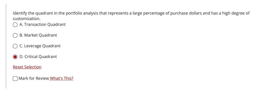 Supply chain logistic help Identify the quadrant