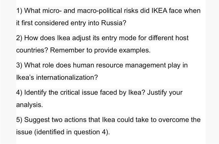 1) What micro- and macro-political risks did IKEA