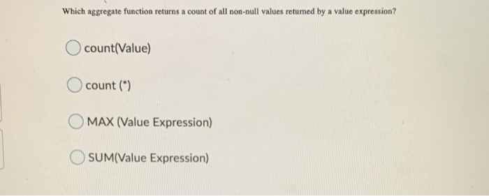 Which aggregate function returns a count of all