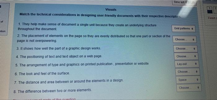 Time left03.20 Visuals Match the technical