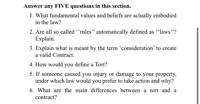 Answer any FIVE questions in this section. 1.