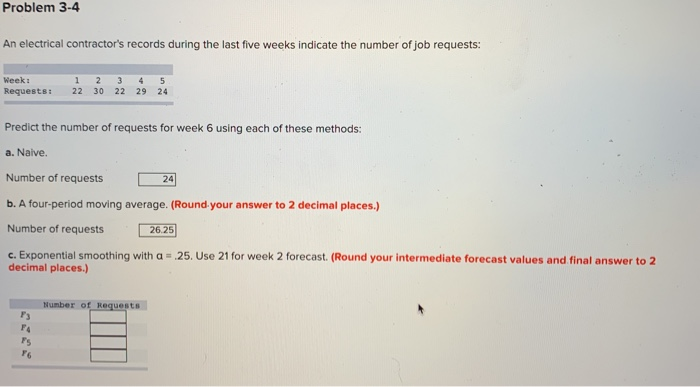 Problem 3-4 An electrical contractor's records