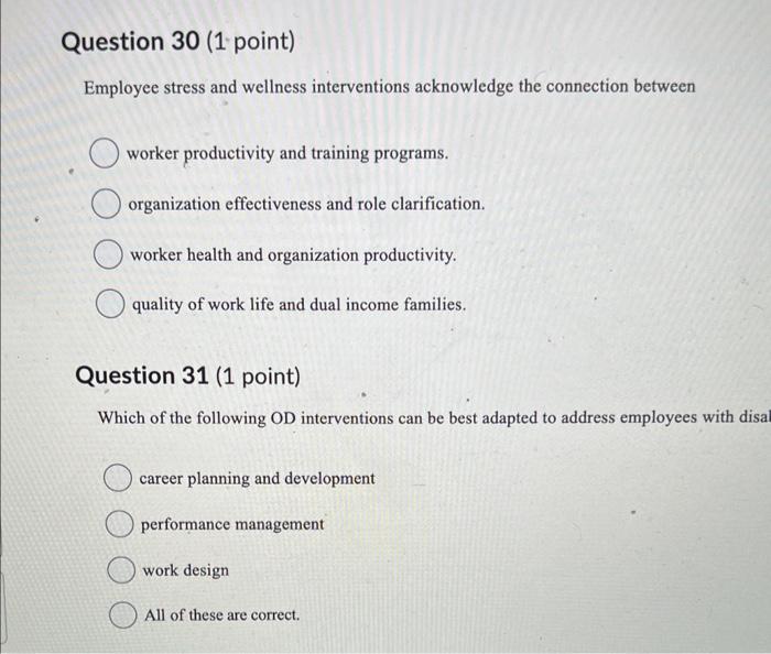 Employee stress and wellness interventions