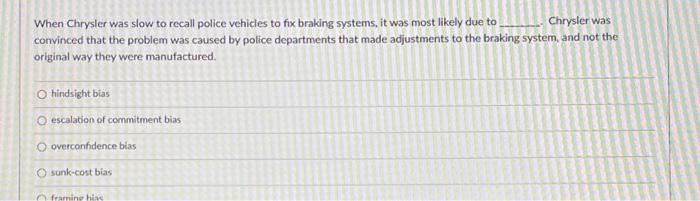 give me answers only Chrysler was When Chrysler