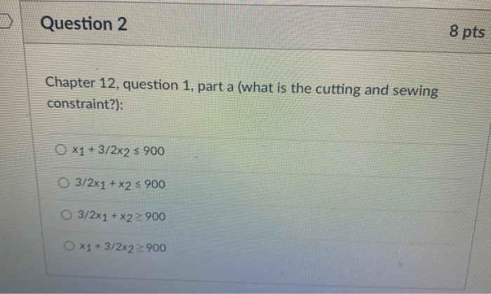 Question 2 8 pts Chapter 12, question 1, part a
