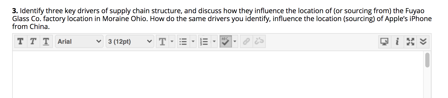 3. Identify three key drivers of supply chain