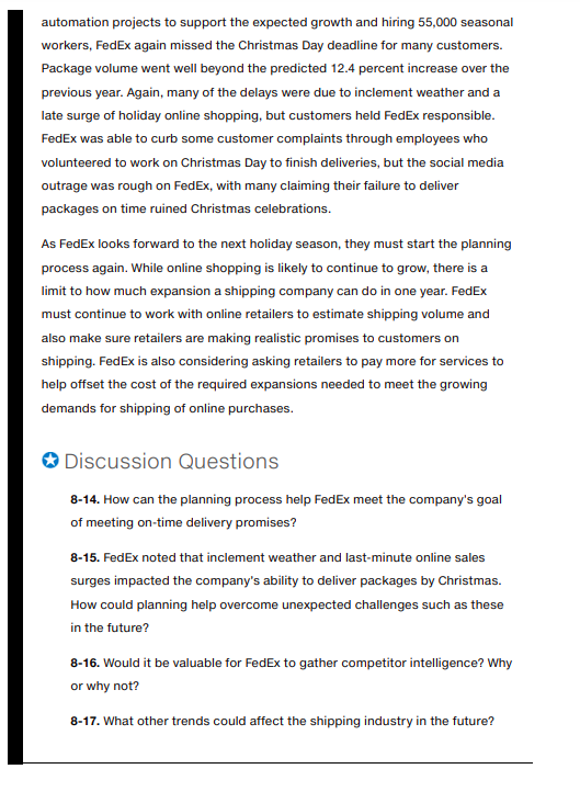 Case Application 1 Planning for Holiday Shipping