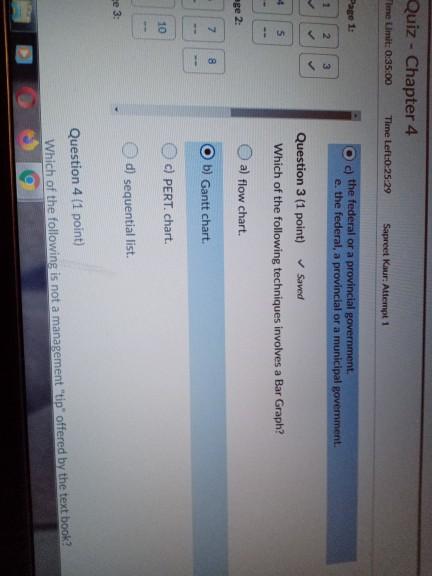 Quiz - Chapter 4 Time Limit: 0:35:00 Time