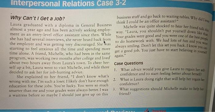 Interpersonal Relations Case 3-2 Why Can't I Get