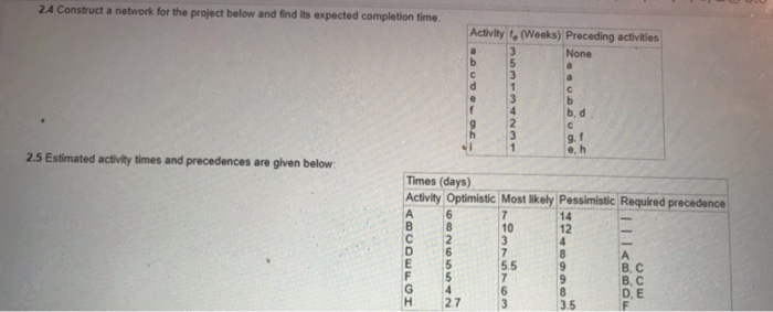 need help with 2.4 and 2.5 2.4 Construct a