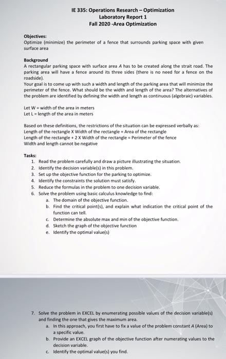 IE 335: Operations Research - Optimization