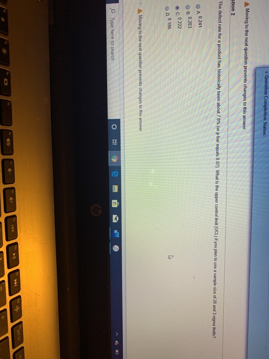 * Question Completion Status: Moving to the next