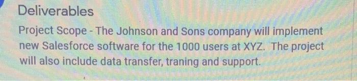 need answer in detail Deliverables Project Scope