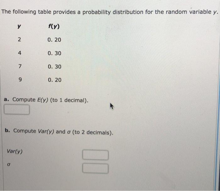 The following table provides a probability
