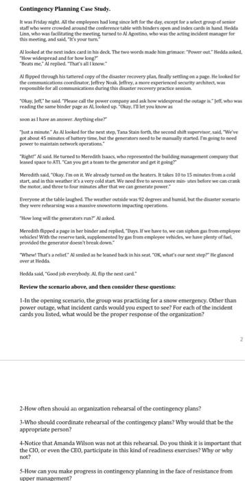 Contingency Planning Case Study te ves Friday