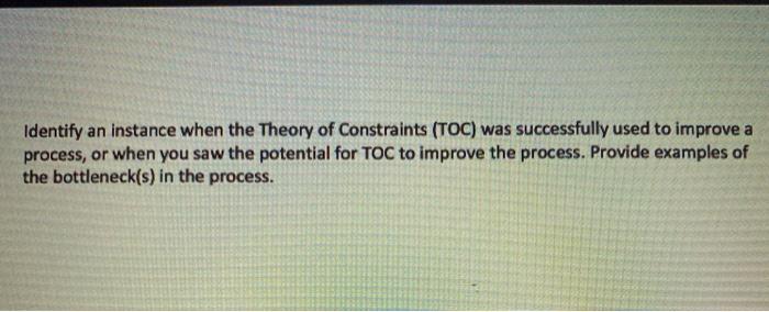 Identify an instance when the Theory of