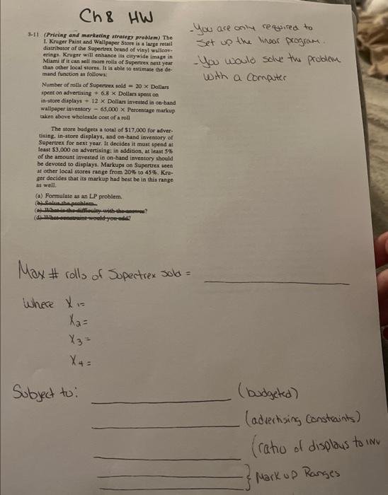 needs solved on computer with equations and steps