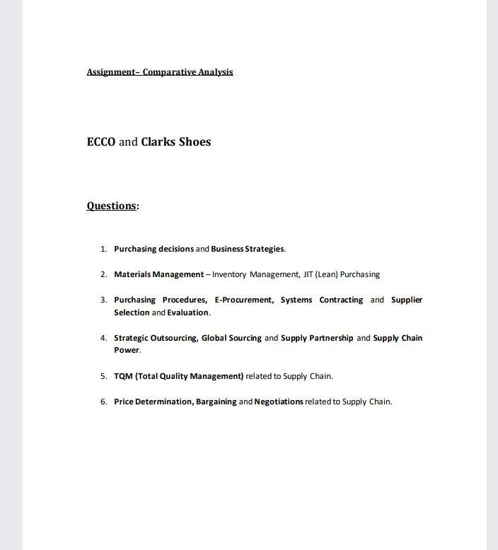Assignment - Comparative Analysis ECCO and Clarks