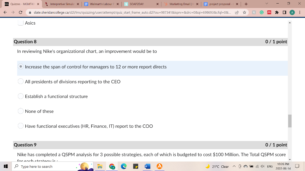Please help me!! D2L Quizzes - MGMT40 X C