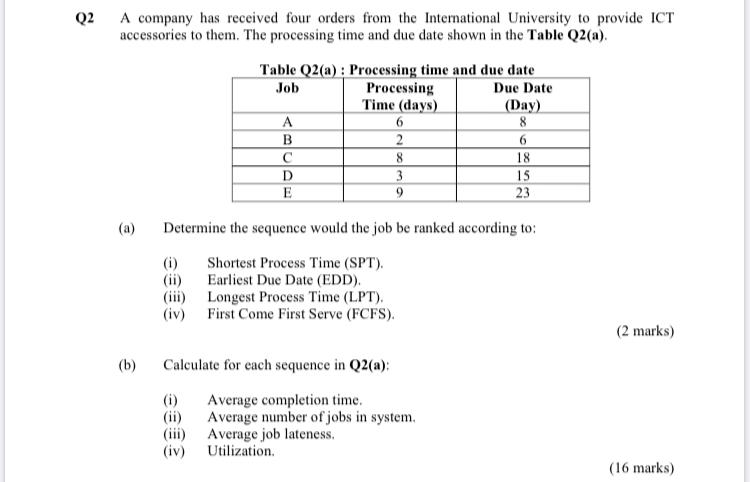 Please do question 2(b). Show your workings