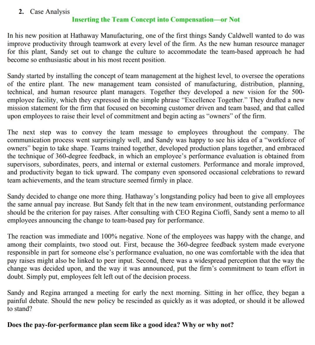 2. Case Analysis Inserting the Team Concept into