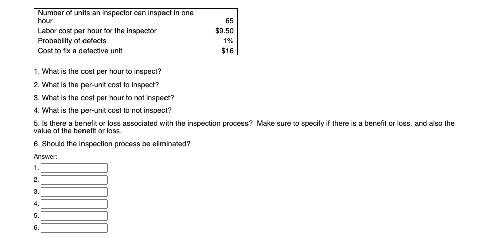 Number of units an inspector can inspect in one