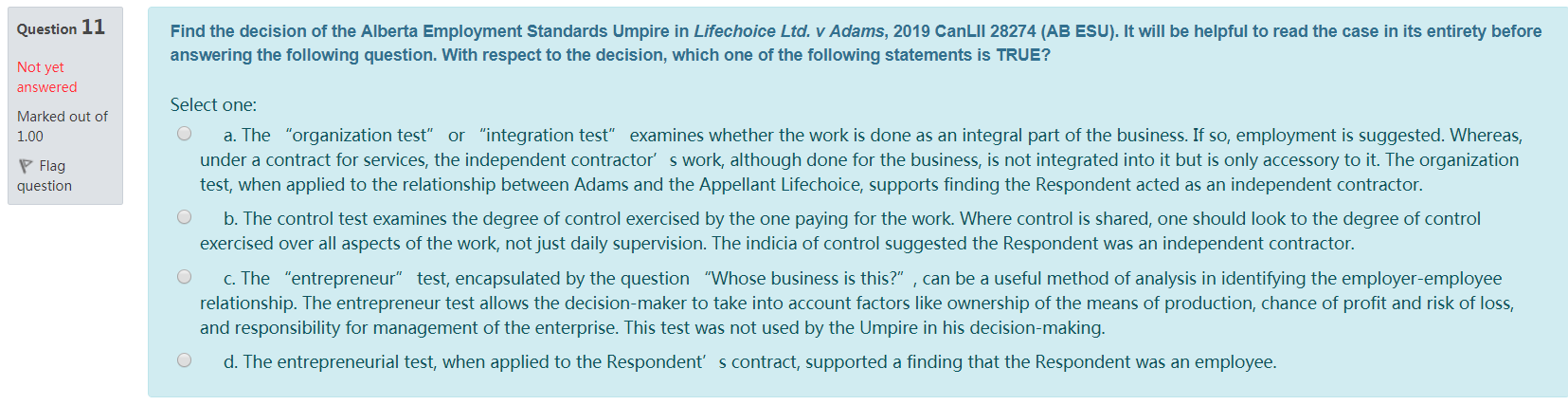 business law question Question 11 Find the