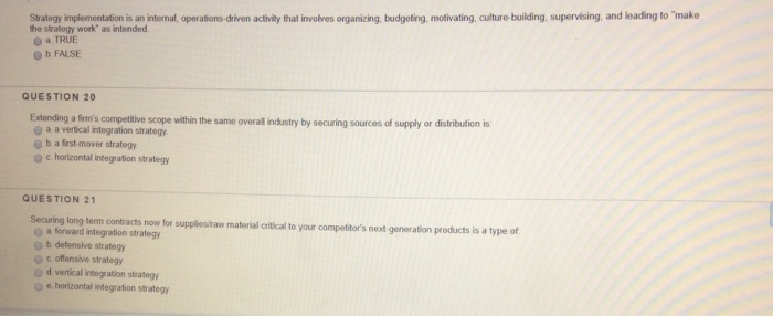 Strategy implementation is an internal operations