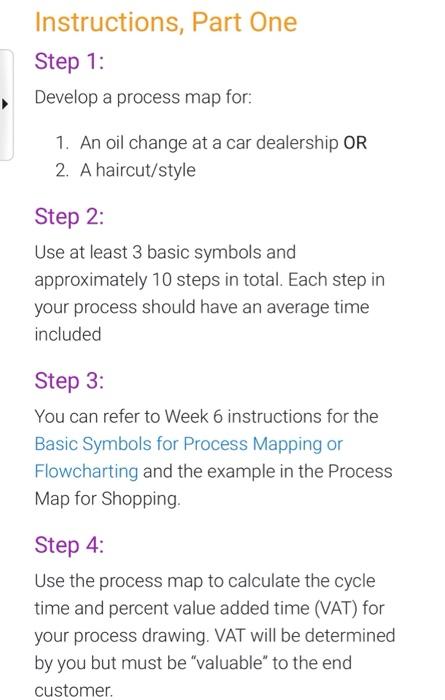 Instructions, Part One Step 1: Develop a process