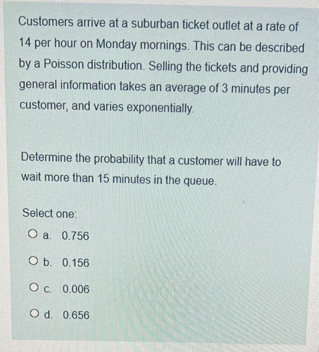Customers arrive at a suburban ticket outlet at a