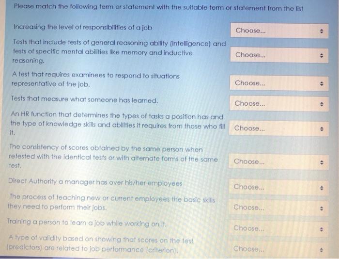 Please match the following term or statement with