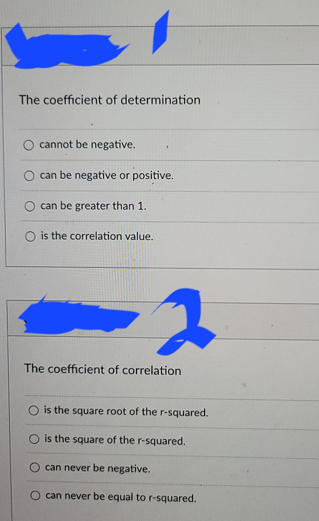 The coefficient of determination cannot be