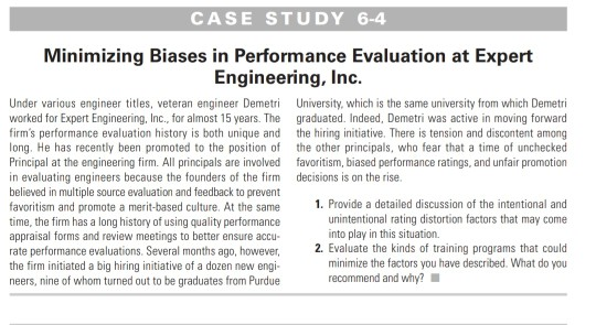 CASE STUDY 6-4 Minimizing Biases in Performance