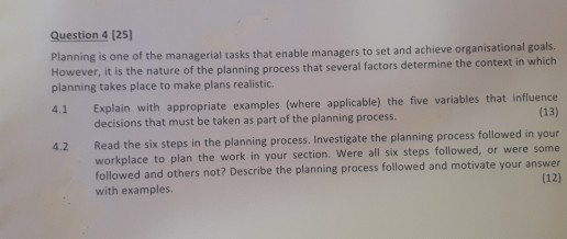 Planning is one of the managerial tasks that