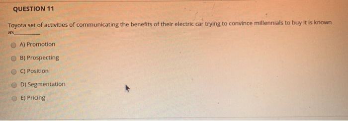 QUESTION 11 Toyota set of activities of