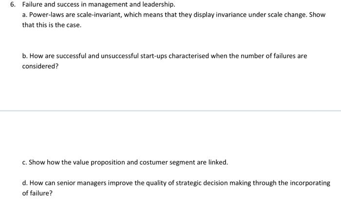 give a good answer 6. Failure and success in