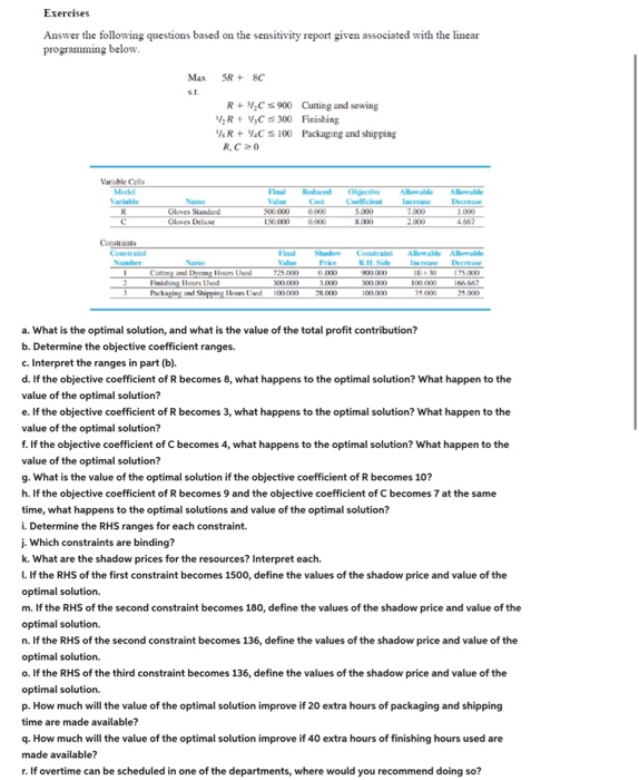 Exercises Answer the following questions based on