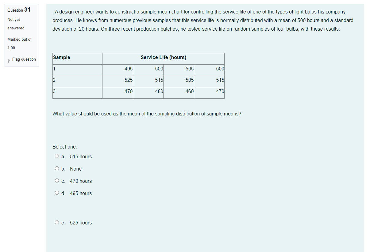 Question 31 Not yet answered Marked out of 1.00 P