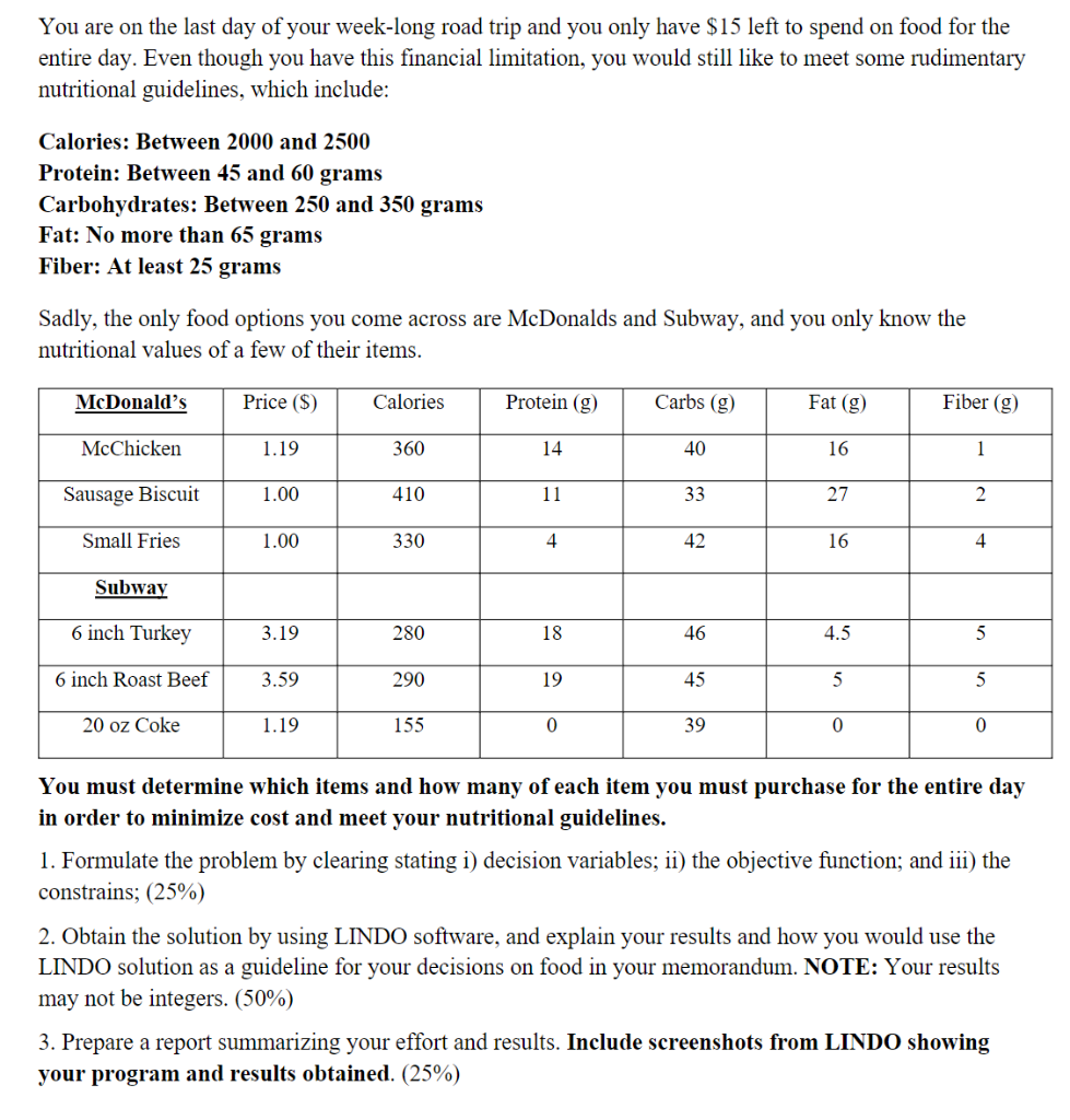 Please solve using LINDO software You are on the