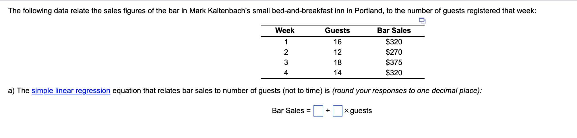 The following data relate the sales figures of