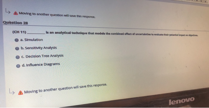 Moving to another question will save this