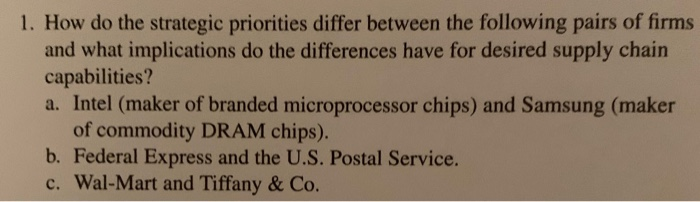 1. How do the strategic priorities differ between