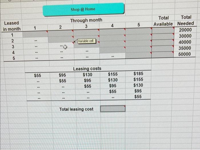 question needs to be done thru excel, only need