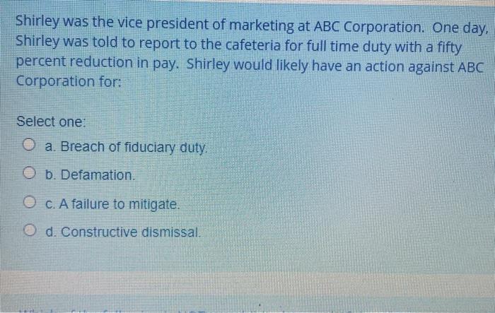 Shirley was the vice president of marketing at