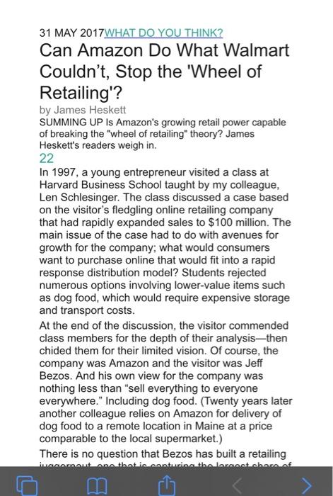 31 MAY 2017WHAT DO YOU THINK? Can Amazon Do What