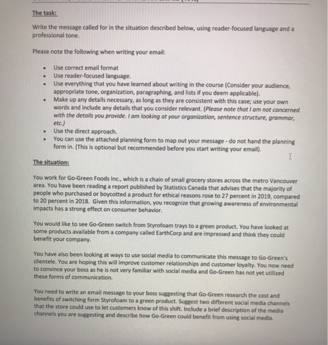 The task: Write the message called for in the