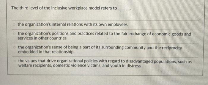 The third level of the inclusive workplace model