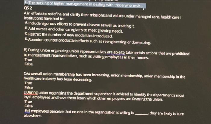 P The backing of higher management in dealing