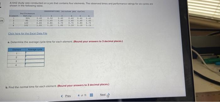 2 A time study was conducted on a job that