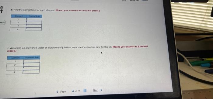 2 A time study was conducted on a job that